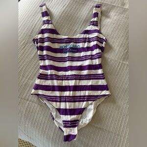 Dolce & Gabbana Purple and White Striped Swimwear Montecarlo